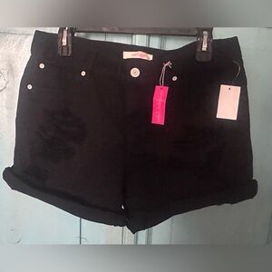 Refuge Black Jean Shorts with Raw Hem